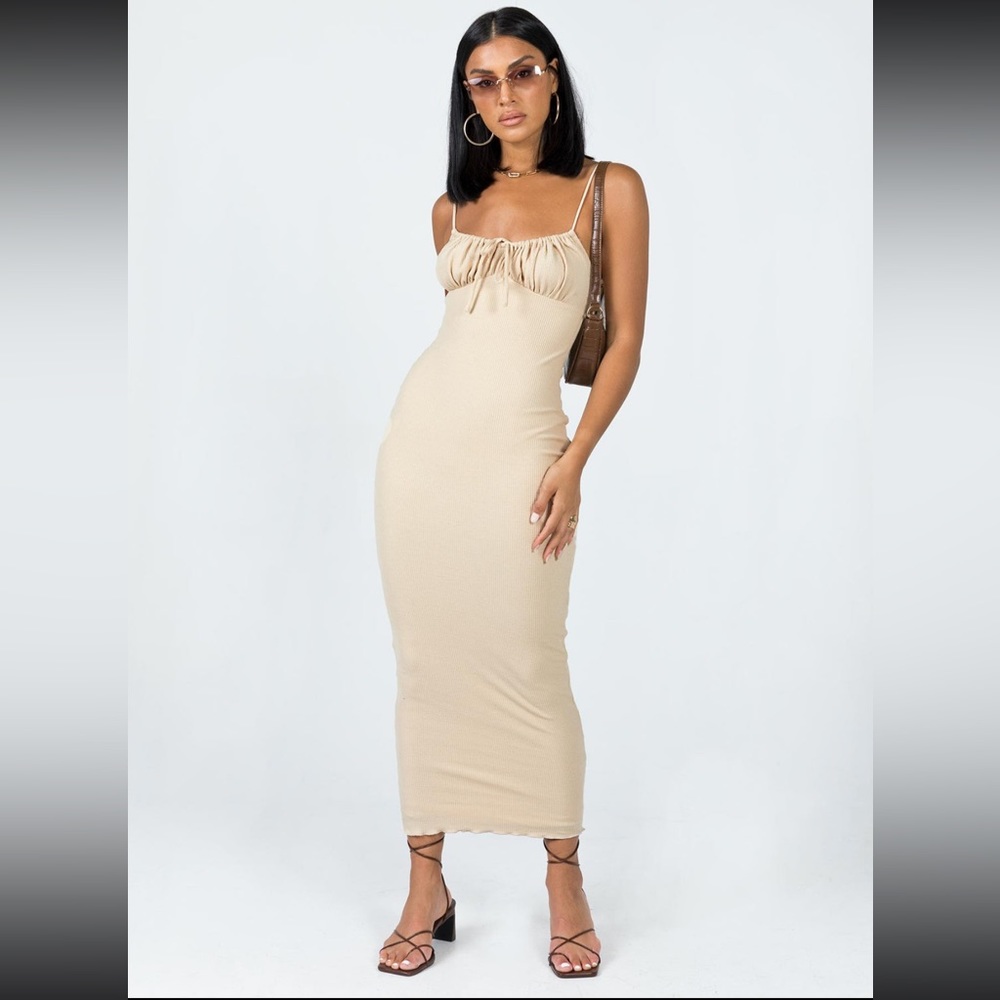 Slow Dancing Maxi Dress- Beige